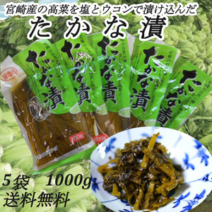 「甘造りたかな漬 」200g×5袋　宮崎の自然が醸し出す、おいしさの蔵出し高菜！　ご飯のお供に おにぎりに 炒飯に 送料無料