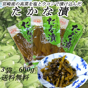 宮崎の漬物　甘造りたかな漬　200g×3袋　宮崎の自然が醸し出す、おいしさの蔵出し高菜！　ご飯のお供に おにぎりに 炒飯に 送料無料