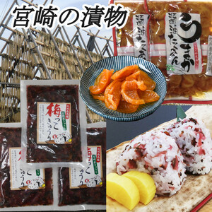 【宮崎の漬物】 うまか醤油たくあん 180g×2袋 梅っこきゅうり130g×3袋　ご飯のお供　送料無料