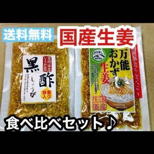 「宮崎の漬物」　黒酢生姜 130g×1袋と 万能おかず生姜130g×1袋　美容と健康に きざみ生姜　トッピング　送料無料