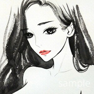 肉筆原画　水彩画　ドローイング　美人画　絵画　ヌード　グラビア　裸婦画　オリジナル　A4　@mucica