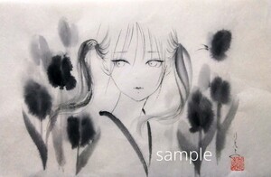  genuine work autograph original picture .. hand-drawn illustrations Japanese picture picture tulip water ink picture approximately 32 ×21 @mucica