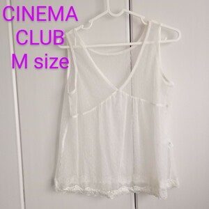 M◆CINEMA CLUB◆透け感　水玉◆ノースリーブレースカットソー