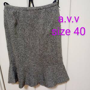 size40◆a.v.v◆ツイードスカート◆灰グレー◆フェミニン