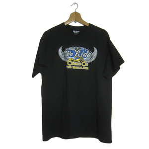 GILDAN バイカー プリントTシャツ ティーシャツ ブラック 黒色 メンズ Lサイズ アメリカ輸入古着 USED ユーズド tee tシャツ #n-156