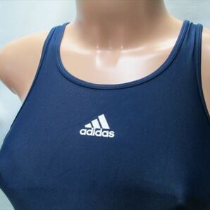 7955 ■ adidas ■アディダス 超つるすべ スカート付 白３本線 競泳水着 ネイビー 150の画像2