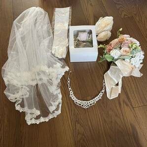 【一式】 Watabe ウェディングドレス セット ★160cm 9号 ベール、ブーケ 装飾等 付属の画像2