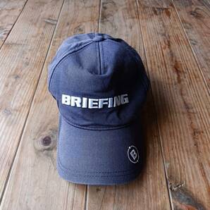 BRIEFING ブリーフィング ゴルフ キャップ 帽子 6パネル ロゴ刺繍 ネイビー 紺 フェード ベルクロ 星条旗 USED古着の画像2
