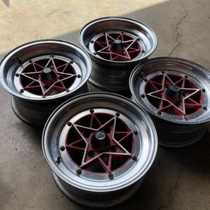 SSR スターシャーク 14インチ 4本セット F6.5J R7.0J 114.3 4H ハブ径69mm オフセット不明 0に近いと思います 当時物 旧車 の画像6