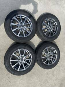 バリ溝 社外アルミホイールタイヤ4本セット 14インチ 175/65R14 2022年製ダンロップエナセーブEC204 14×5.5J+45 PCD100 4H