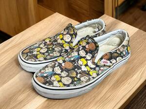 １円スタート！VANSｘPEANUTS バンズｘピーナッツ コラボ スヌーピーと仲間達 スリッポン スニーカー 人気完売限定レア商品