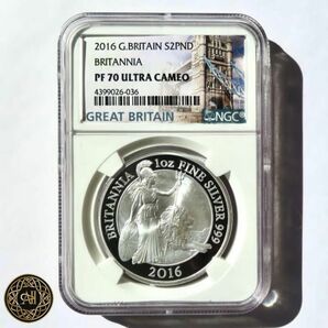 2016年 ブリタニア PF70UC 1オンス 2ポンド 銀貨 イギリス 