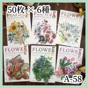 新作!【コラージュ素材】シール PET 50枚×6種類 A-58
