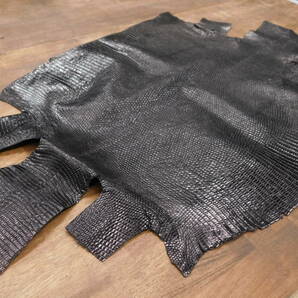 特大サイズ トカゲ革（リザード） 黒（ブラック） 1枚の画像2
