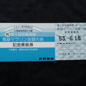 長野電鉄 第１回志賀高原健康マラソン全国大会 記念乗車券の画像1