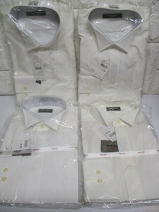 Y996/未使用 4枚セット マリークレール　marie claire Ｍ 39-82 白 ホワイト 長袖 カッターシャツ まとめ売り
