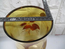 Y894/BOHEMIA ボヘミア クリスタル ガラス ゴールド フラワーベース 花瓶 25cm _画像5