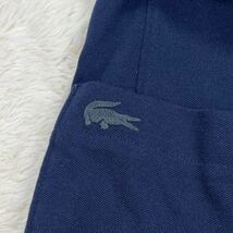 極美品★希少L! ラコステ テーラードジャケット LACOSTE ブレザー アンコン 鹿の子 ストレッチ 春夏 薄手 ワニ刺繍 ロゴボタン ネイビー_画像7