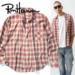 【Ron Herman】LookBook掲載◎!!RHC ロンハーマンOmbre Check Shirt オンブレチェック 長袖シャツ レーヨン混 チェックシャツ 日本製