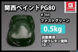 関西ペイント PG80 原色 366 ファストグリーン 500g/小分け 2液 ウレタン 塗料 Z24