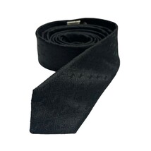 未使用 イヴサンローラン サンローラン ロゴ YSL ネクタイ 総柄 シルク イタリア製 ブラック 24D30_画像1
