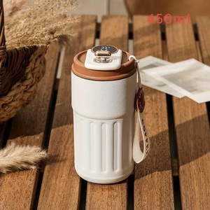 スマートウォーターボトル断熱カップ LED温度表示コーヒーカップ ステンレススチールタンブラー ホワイトコーヒーカラー