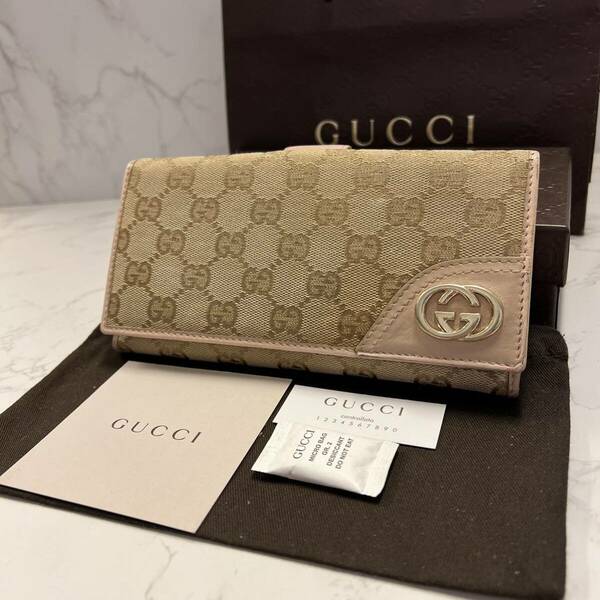 グッチ　GUCCI 財布　長財布　GGキャンバス　インターロッキングGG レディース