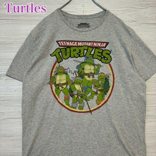 【入手困難】Turtles タートルズ Tシャツ　XLサイズ　ニコロデオン　ビッグプリント　ゆったり　キャラクター アニメ　映画　海外　輸入