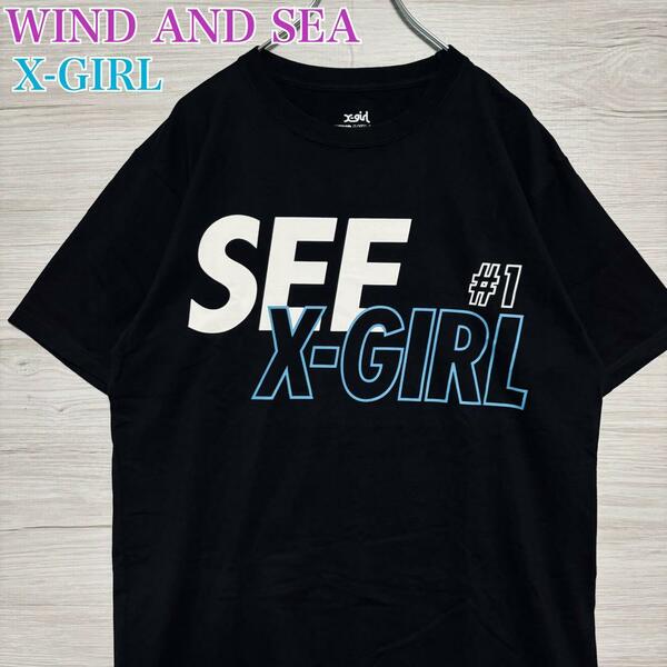 【希少コラボ】WIND AND SEA ウィンダンシー　X-GIRL エックスガール　コラボ Tシャツ　Lサイズ　両面デザイン　バックプリント ストリート