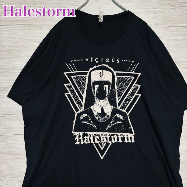 【入手困難】Halestormヘイルストーム　Tシャツ　2XLサイズ 両面デザイン　バックプリント　一点物　レア　半袖　海外　輸入　ヴィンテージ