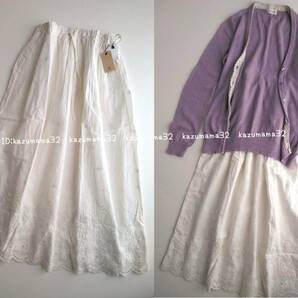 【新品】r.p.s コットン素材 春夏 裾レース刺繍フレアースカート オフホワイト 花柄 ナチュラル ギャザースカートの画像1