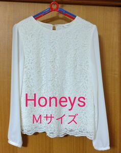 Honeys　カットソー　シフォン　ブラウス　Ｍサイズ　レース 　トップス　 長袖　 長袖カットソー