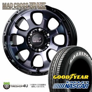 4本セット MAD CROSS GRACE 15x6.0J 6/139.7 +33 BKC/BK EAGLE #1 NASCAR ナスカー 195/80R15 ホワイトレター ハイエース200系