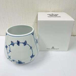 C-04141SI 【極美品】 ROYAL COPENHAGEN ロイヤルコペンハーゲン ブルーフルーテッド プレイン フラワー ベース 花瓶 花入 680 箱付き