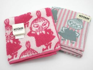 ●未使用品 MOOMIN ムーミン リトルミイ ちびのミイ Lilla My タオルハンカチ ガーゼハンカチ ハンカチ 2枚組 ピンク グレー ストライプ●