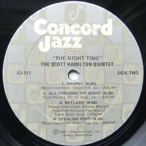 ◆ SCOTT HAMILTON Quintet / The Right Time ◆ Concord Jazz CJ-311 ◆ Vの画像4