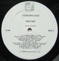 ◆ BUD SHANK / Heritage ◆ Concord Jazz CJ-58 ◆ W_画像4