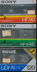 未開封 カセットテープ 6本 SONY(ソニー) HF90, HF-S46各2本、MAXELL(マクセル) UDN-I 120 2本