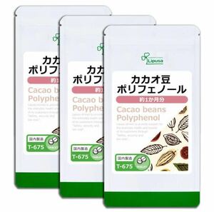 ★送料無料★カカオ豆ポリフェノール 約3か月分(2025.2.28~)(1ヶ月分120粒×3袋)T-675 リプサ サプリメント ビタミン 鉄分 マグネシウム