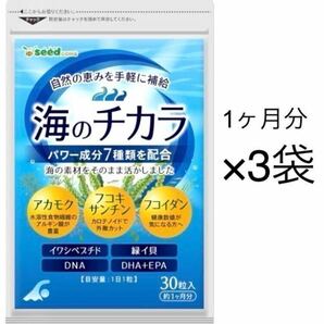 ★送料無料★ 海のチカラ 約3ヶ月分(1ヶ月分30粒入り×3袋)サプリメント シードコムス DHA+EPA フコキサンチン フコイダン アカモク