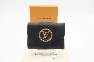 ☆安心の３大保証☆ ABランク ≪LOUIS VUITTON ルイ ヴィトン/三つ折り財布≫ M80300 スムースカーフレザー LV ポンヌフ コンパクト 黒 美