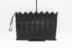 ☆安心の３大保証☆ ABランク ≪BOTTEGA VENETA ボッテガ ヴェネタ/クラッチバッグ≫ 93541490 イントレチャート レザー ブラック 送料無料