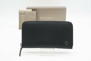 ☆安心の３大保証☆ ABランク ≪BVLGARI ブルガリ/ラウンドファスナー長財布≫ 291154 ブルガリ ブルガリ マン ジップウォレット 黒 緑 美