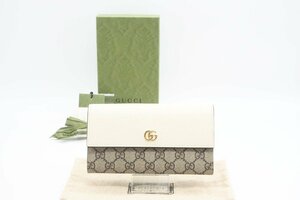 ☆安心の３大保証☆ ABランク ≪GUCCI グッチ/二つ折り長財布≫ 456116 ダブルGG コンチネンタルウォレット ベージュ ホワイト 美品 送料込