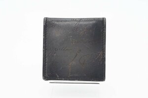 ☆安心の３大保証☆ Bランク ≪BERLUTI ベルルッティ/コインケース≫ カリグラフィ レザー 型押しロゴ コンパクト ブラック グレー 送料込