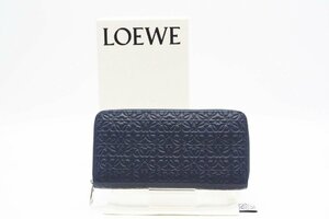 ☆安心の３大保証☆ ABランク ≪LOEWE ロエベ/ラウンドファスナー長財布≫ 107N55.F13 アナグラム リピート ジップアラウンド ネイビー 美