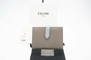 ☆安心の３大保証☆ ABランク ≪CELINE セリーヌ/二つ折り財布≫ 10B643 ミディアム ストラップウォレット バイカラー ブルー グレー 美品