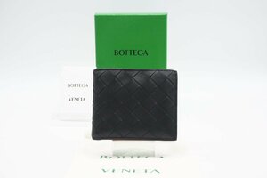 ☆安心の３大保証☆ Bランク ≪BOTTEGA VENETA ボッテガ ヴェネタ/二つ折り財布≫ 605722 イントレチャート コインパース付き二つ折り 黒