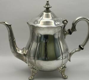 ◆ビンテージ銀器・TEAPOT　ティーポット 1000g以上　磁石反応無・刻印無★795管理番号