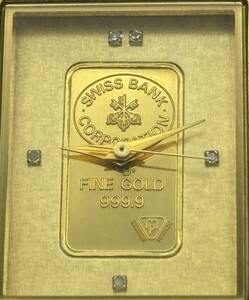 【金高騰】SWISS BANKスイスバンク FINE GOLD 9999　１g時計　不動　★755管理番号